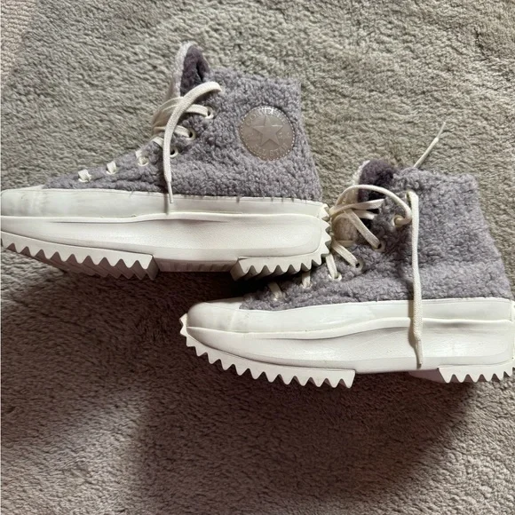 Converse Run Star Hike Platform Chunky Sneaker Rubber Sole High Top Sherpa 7.5 - Picture 2 of 8